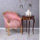Fotoliu din lemn masiv auriu cu tapiterie din matase roz cu flori