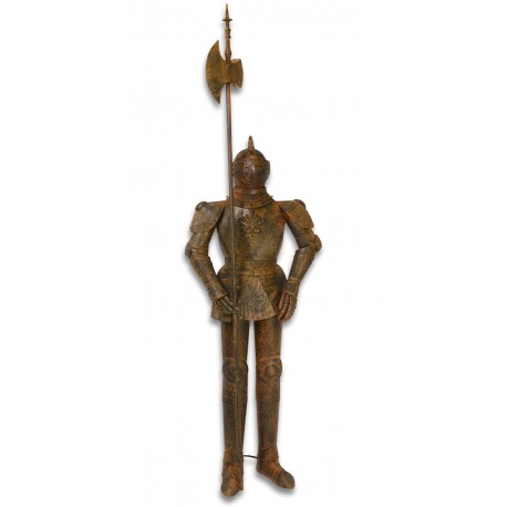 Armura mare antichizata de cavaler medieval cu lance
