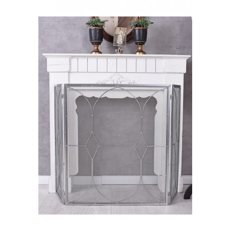Paravan pentru semineu din fier forjat antik grey