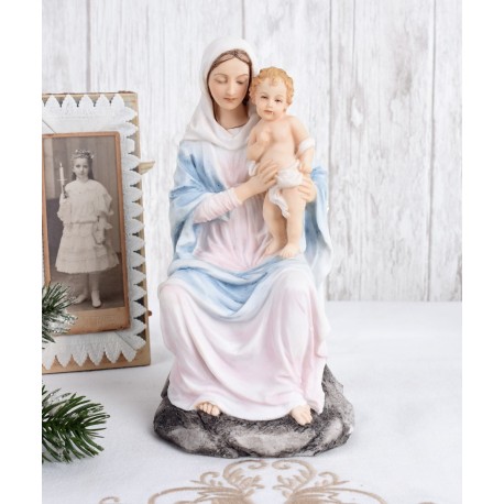 Statueta din ceramica cu Fecioara Maria cu pruncul