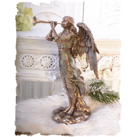 Statueta din ceramica cu broz cu ingeras cu trompeta
