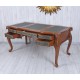Birou din lemn mahon cu blat din piele neagra