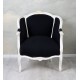 Fotoliu din lemn masiv alb cu tapiterie neagra