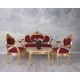Set baroc din lemn auriu cu tapiterie rosie