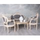 Set baroc din lemn alb cu tapiterie gri soarece