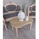Set baroc din lemn alb cu tapiterie gri soarece