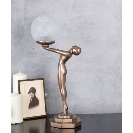 Lampa Art Deco cu o femeie cu o faclie in mana