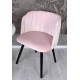 Scaun din lemn masiv negru cu tapiterie din catifea roz