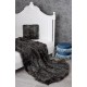 Patura decorativa din blana sintetica neagra