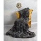 Patura decorativa din blana sintetica neagra