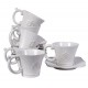 Set ceai victorian din portelan alb pentru 6 persoane