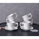 Set ceai victorian din portelan alb pentru 6 persoane