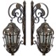 Set doua felinare Art Nouveau din alama masiva aurie