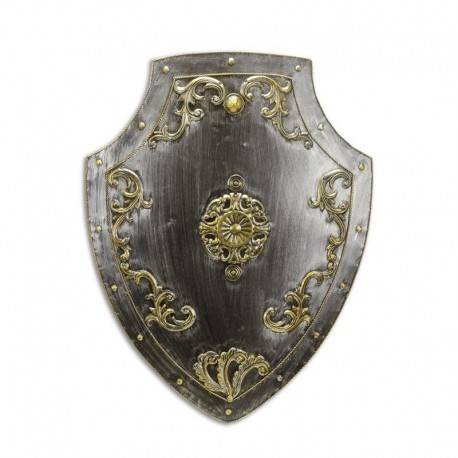Platosa argintie  din fier forjat antichizat  cu decoratiuni aurii