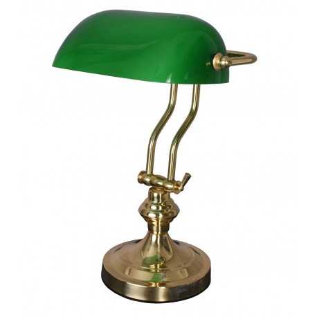 Lampa Banker din alama masiva cu abajur din sticla verde