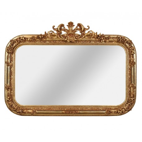 Oglinda din cristal cu o rama aurie cu diverse decoratiuni