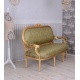 Sofa Madamme Pompandour din lemn masiv auriu cu tapiterie verde