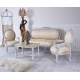 Set baroc din lemn masiv alb cu tapiterie crem