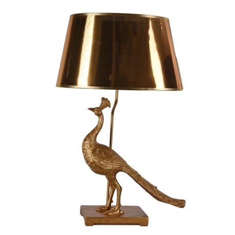 Lampa de masa cu un paun auriu