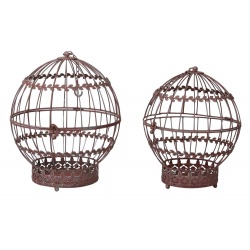 Set doua suporturi de flori din metal maro antichizat