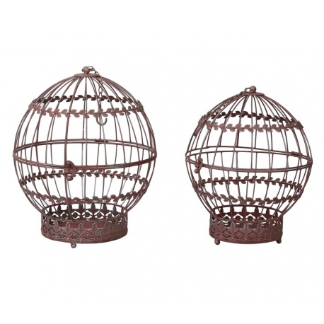 Set doua suporturi de flori din metal maro antichizat