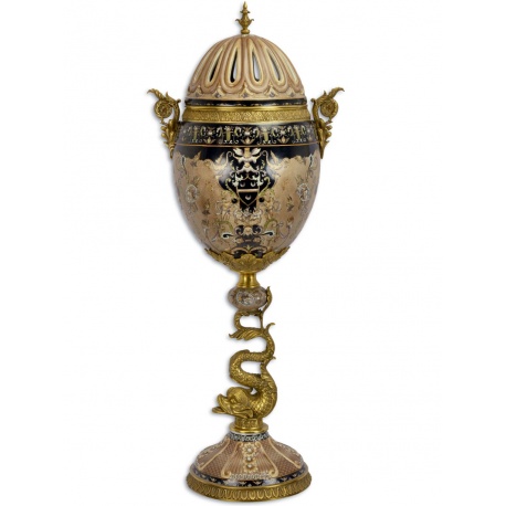 Pocal mare din portelan cu bronz