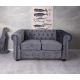 Sofa Chesterfield din lemn masiv cu tapiterie gri soarece