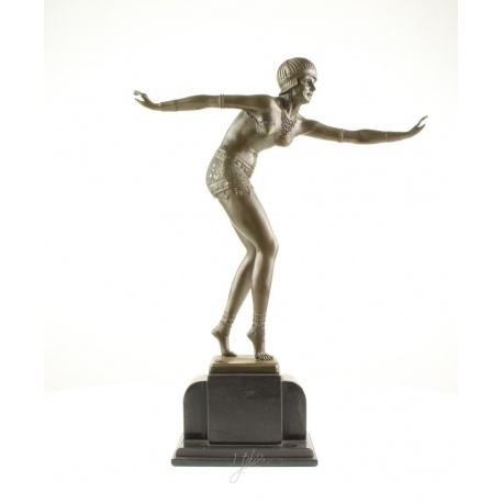 Dansatoare Feniciana-statueta Art Deco din bronz pe un soclu din marmura