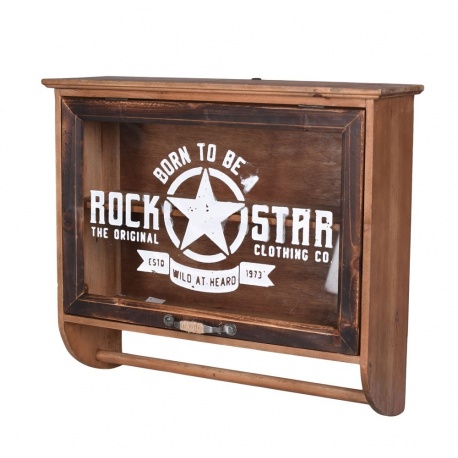 Bufetel de perete din lemn masiv maro cu sticla