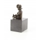 Baietel-statueta din bronz pe un soclu din marmura