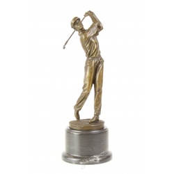 Jucator de golf-statueta din bronz pe un soclu din marmura