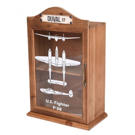 Bufetel de perete din lemn masiv maro cu sticla