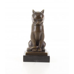 Pisica - statueta din bronz pe un soclu din marmura
