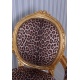 Semifotoliu din lemn masiv auriu cu tapiterie leopard