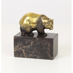 Panda-statueta din bronz pe un soclu din marmura