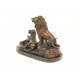 Leul si leoaica-statueta din bronz pe un soclu din marmura