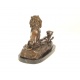 Leul si leoaica-statueta din bronz pe un soclu din marmura