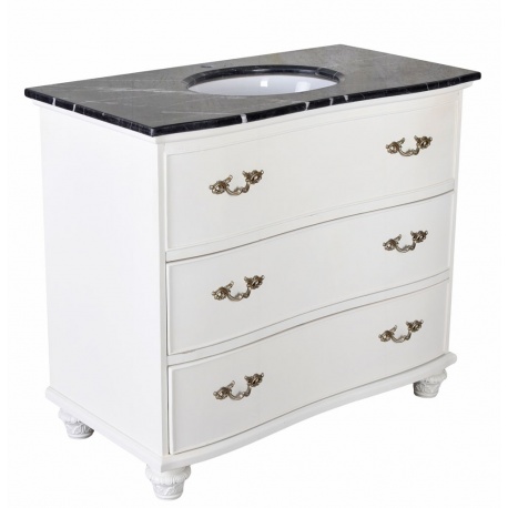 Lavoar din lemn masiv alb  cu diverse decoratiuni