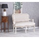 Sofa baroc din lemn masiv alb  cu tapiterie din catifea grej