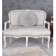 Sofa baroc din lemn masiv alb  cu tapiterie din catifea grej