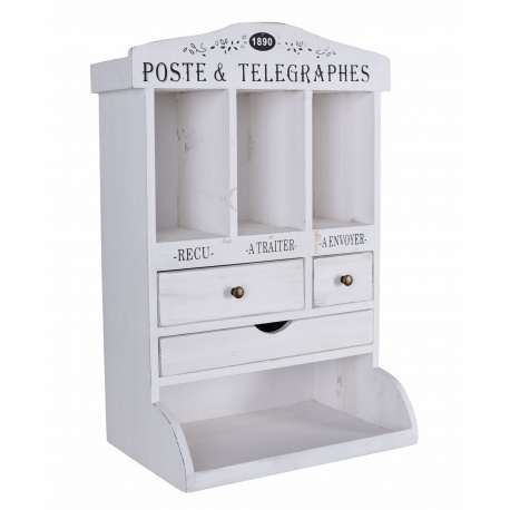 Dulapior din lemn masiv alb cu multe sertare