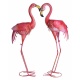 Doua ghivece cu pasari flamingo din metal roz