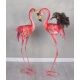 Doua ghivece cu pasari flamingo din metal roz