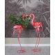 Doua ghivece cu pasari flamingo din metal roz