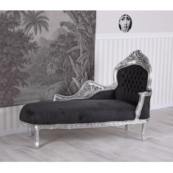 Sofa din lemn masiv argintiu cu tapiterie neagra