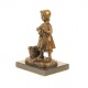 Fetita cu cosul - statueta din bronz pe soclu din marmura