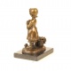 Fetita cu cosul - statueta din bronz pe soclu din marmura