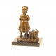Fetita cu cosul - statueta din bronz pe soclu din marmura