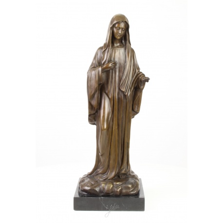 Maica Domnului - statueta din bronz pe soclu din marmura