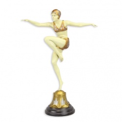 Dansatoare - statueta din bronz pictat cu soclu din marmura
